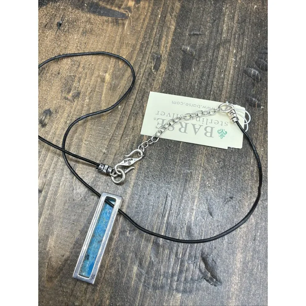 Barse Bar Turquoise Necklace- Leather & Silver - NWT
